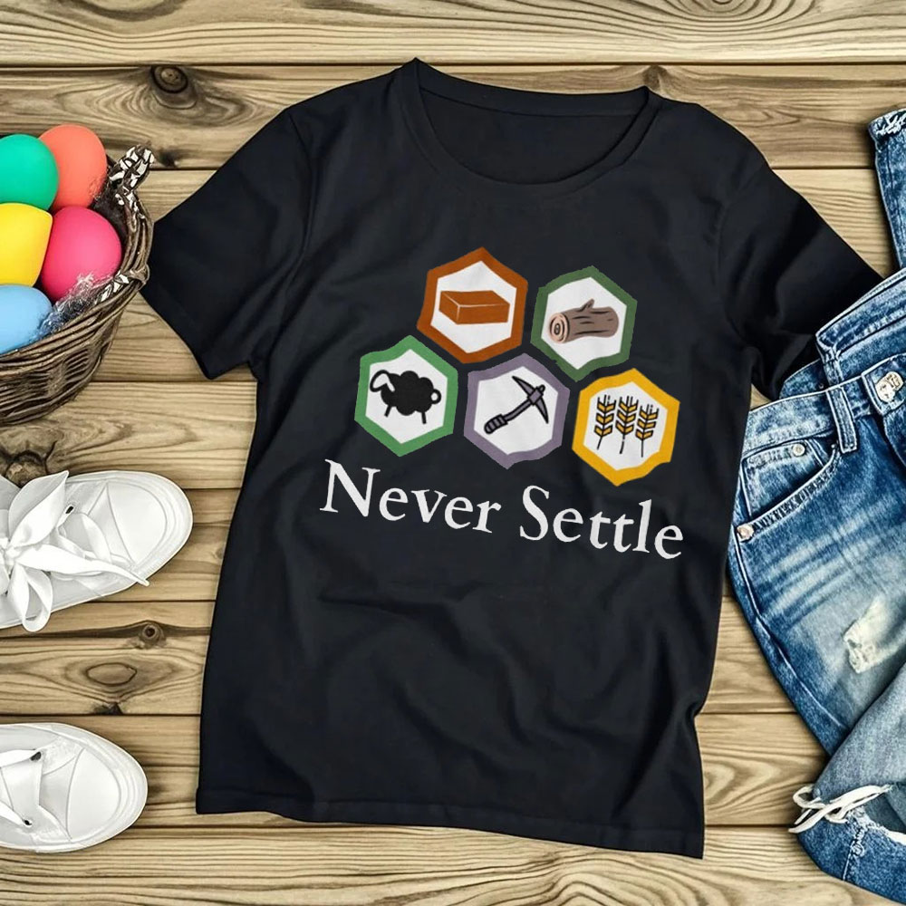 Board Game Catan - Never Settle Catan シャツ ヴィンテージ セッタローズ