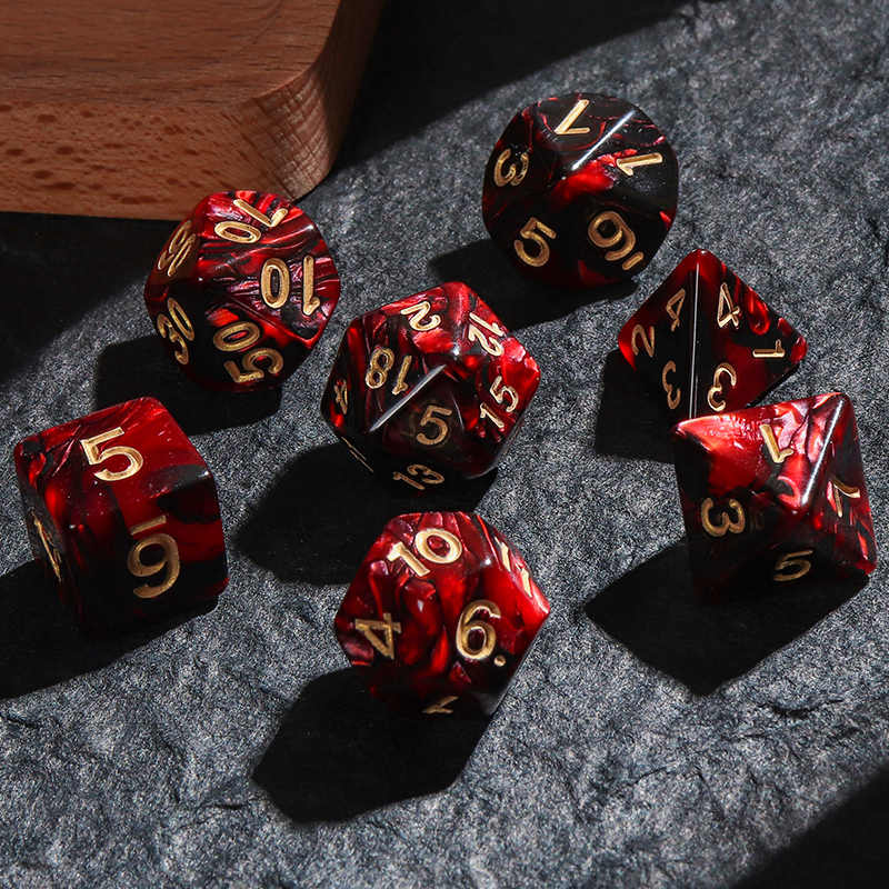 Board Game Ludo - 多面体サイコロダブルカラー赤黒 DND RPG TRPG ゲームサイコロセットテーブルゲームエンターテイメントパーティーデジタルサイコロ 7
