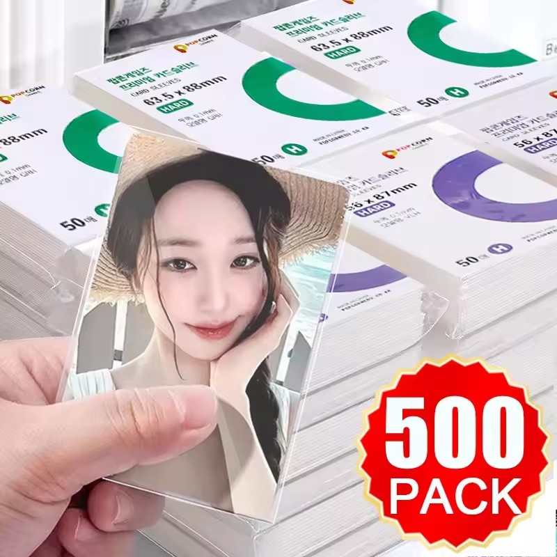 Card Sleeves Protector - 500枚入り 韓国製 カードスリーブ HD透明 K-POPアイドルカード用保護スリーブ フォトカード用保護ケース