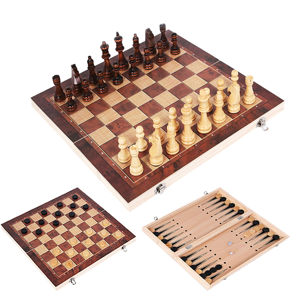 3 in 1 木製チェスバックギャモンチェッカートラベルゲー - Board Game Yearbook のレビューと価格
